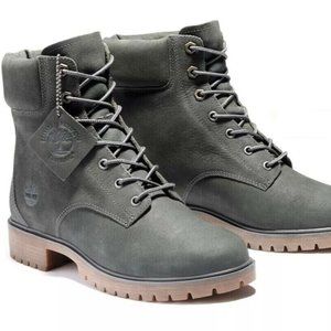 TIMBERLAND WOMEN'S JAYNE WATERPROOF 6" LEATHER BOOT DARK GRY NUBUCK A2DVK